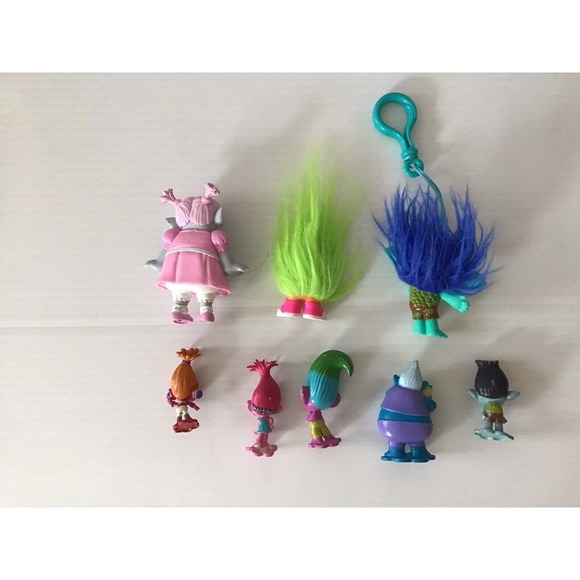 Mini Trolls Lot of 6 Including One Keychain. One Dreamworks Bridget Included. - Picture 2 of 2